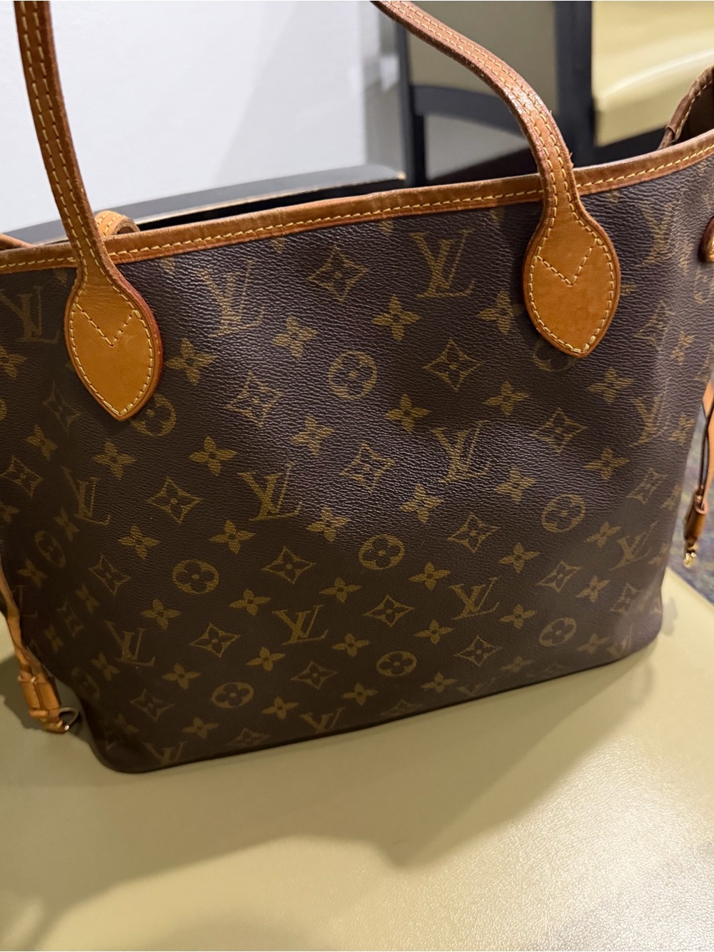 Louis Vuitton Monogram Canvas Brown Tote with Tan Trim MM